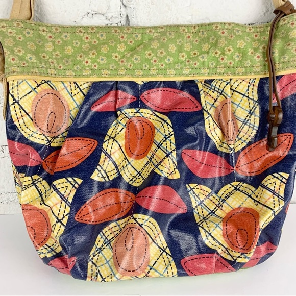 Fossil Floral Coated Canvas Shoulder Bag Hobo Purse - Picture 2 of 10